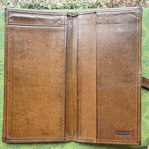 COACH Vintage Water Buffalo Leather Checkbook Cover Case ID Wallet Tabac Unisex